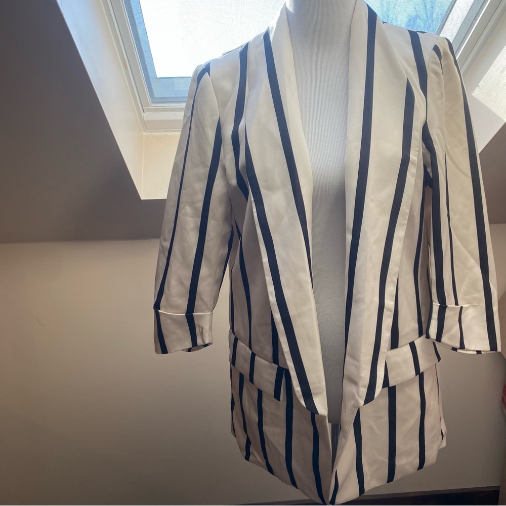 PLM Oversized Striped Open Blazer Jacket Vertical Stripe M New Swift